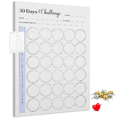 Kurken prikbord 30-dagen challenge met ruimte voor notities