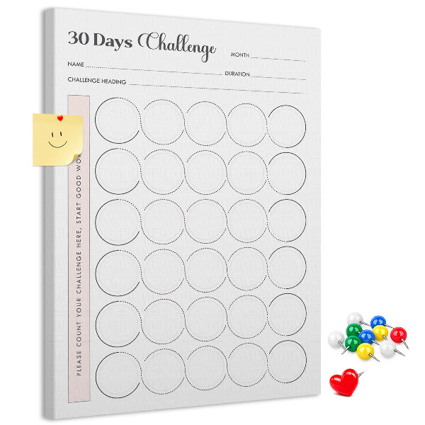 30-dagen Circle Challenge-plan bedrukt met kurk