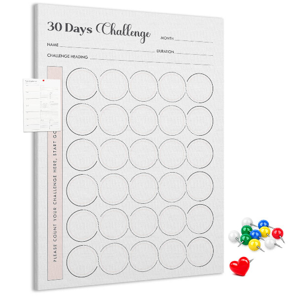 30-dagen Circle Challenge-plan bedrukt met kurk