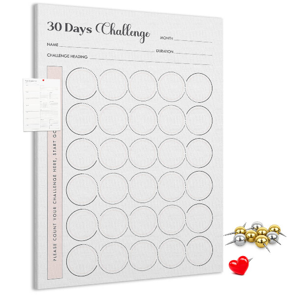 30-dagen Circle Challenge-plan bedrukt met kurk