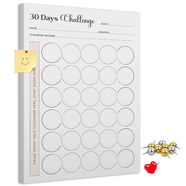 30-dagen Circle Challenge-plan bedrukt met kurk