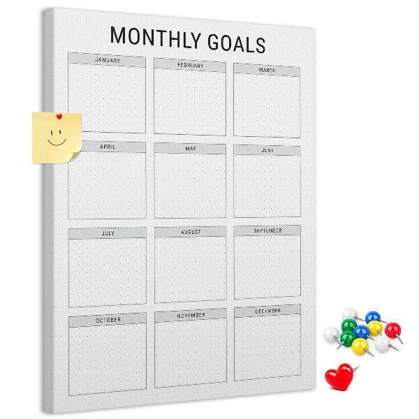 Kurk bedrukken voor het plannen van maandelijkse doelen in de kalender