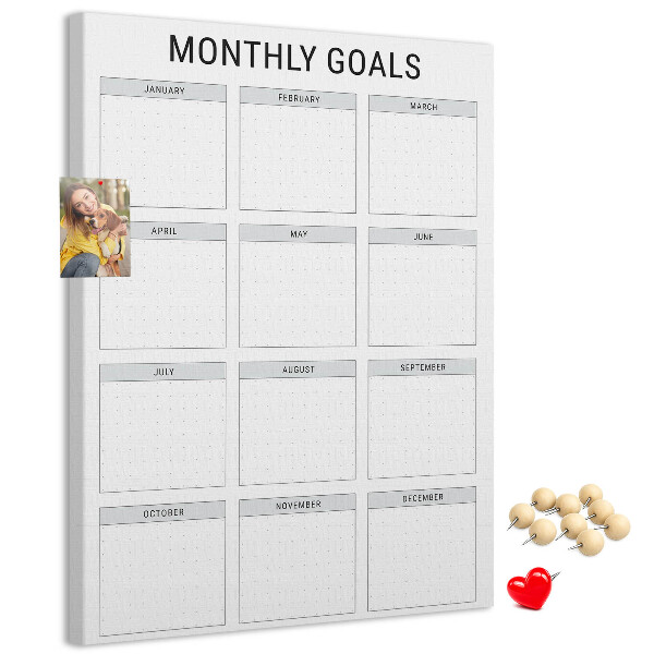 Kurk bedrukken voor het plannen van maandelijkse doelen in de kalender
