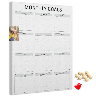 Kurk bedrukken voor het plannen van maandelijkse doelen in de kalender