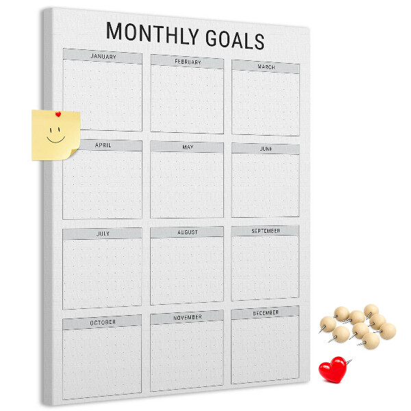Kurk bedrukken voor het plannen van maandelijkse doelen in de kalender