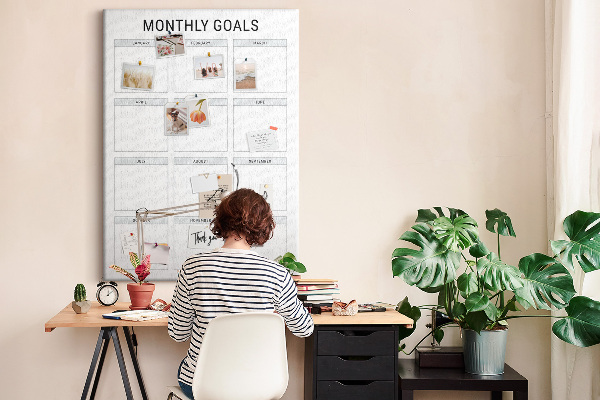 Kurk bedrukken voor het plannen van maandelijkse doelen in de kalender