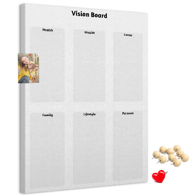 Kurken prikbord met lege gedeeltes voor een visionboard