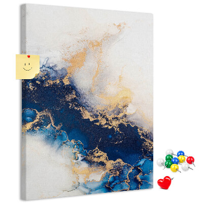 Memobord van kurk met abstract patroon in blauwe tinten