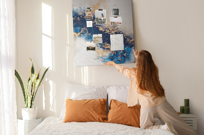 Memobord van kurk met abstract patroon in blauwe tinten
