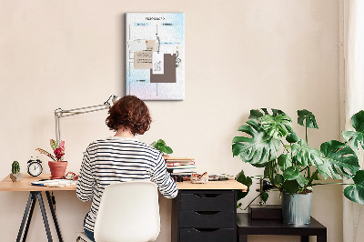 Kurken prikbord visionboard met categorieën voor persoonlijke ontwikkeling