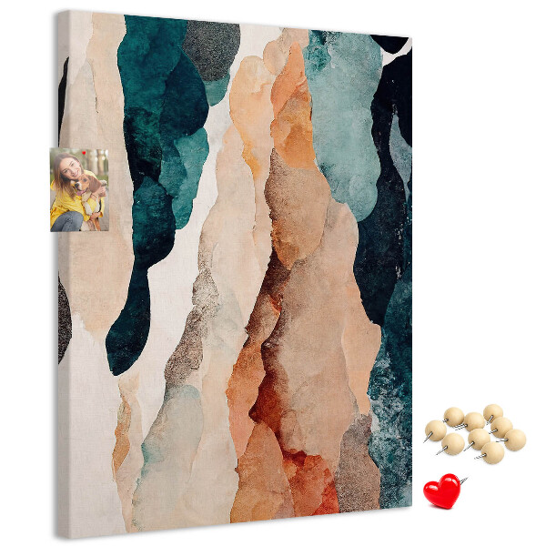 Kurken memobord met abstracte kleurgolven in zachte tinten