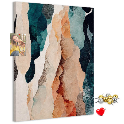 Kurken memobord met abstracte kleurgolven in zachte tinten