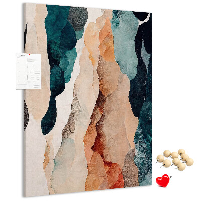 Kurken memobord met abstracte kleurgolven in zachte tinten