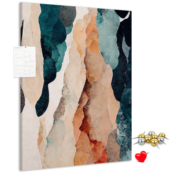Kurken memobord met abstracte kleurgolven in zachte tinten