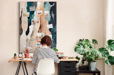 Kurken memobord met abstracte kleurgolven in zachte tinten