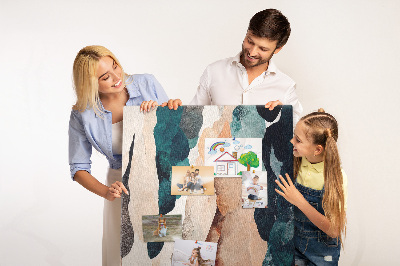 Kurken memobord met abstracte kleurgolven in zachte tinten