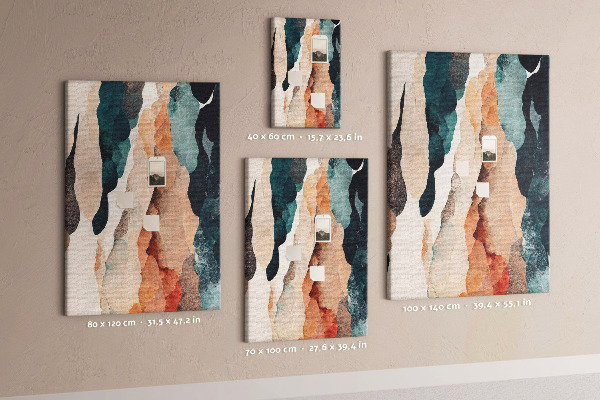 Kurken memobord met abstracte kleurgolven in zachte tinten