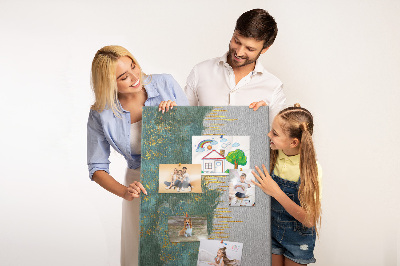Kurken prikbord met abstract landschap in groentinten