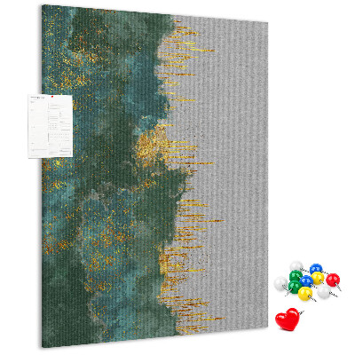 Kurken prikbord met abstract landschap in groentinten
