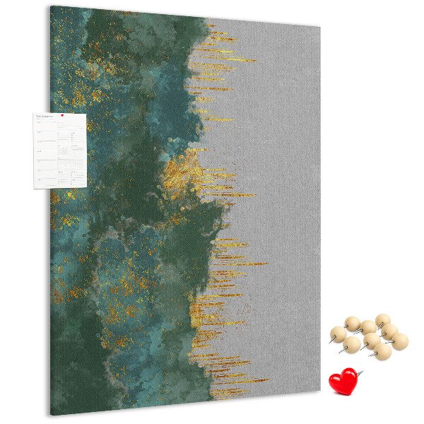 Kurken prikbord met abstract landschap in groentinten
