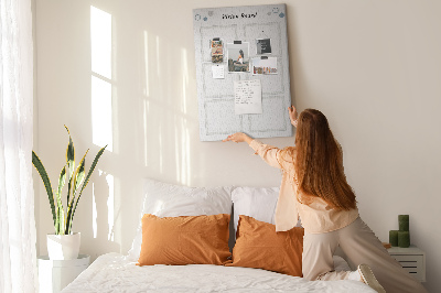 Bedrukt prikbord van kurk visionboard met lege kaders