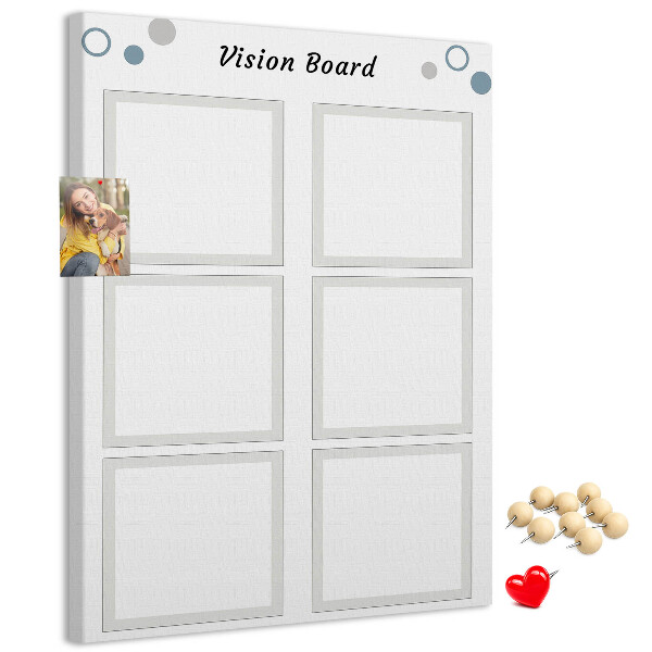 Bedrukt prikbord van kurk visionboard met lege kaders