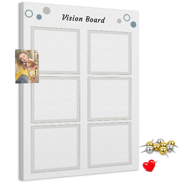 Bedrukt prikbord van kurk visionboard met lege kaders