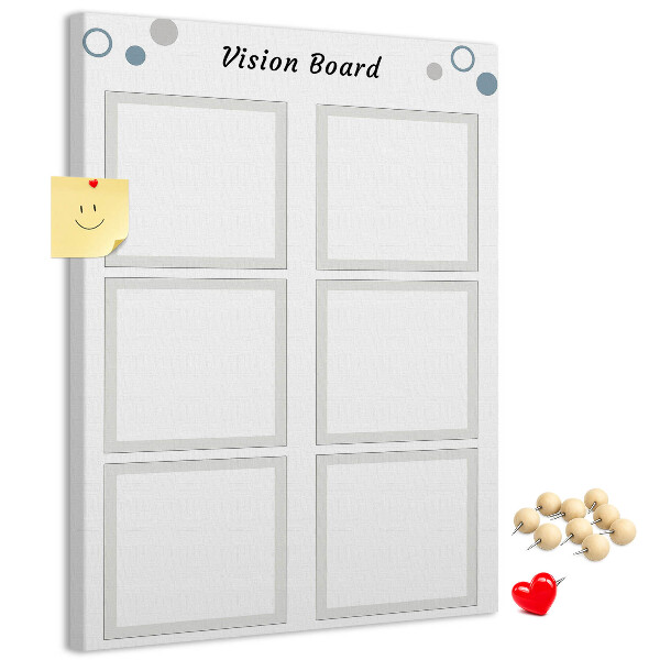 Bedrukt prikbord van kurk visionboard met lege kaders