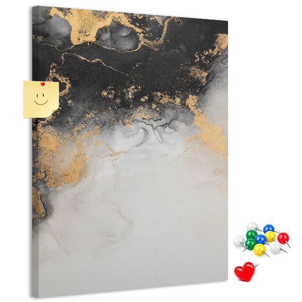 Kurken prikbord abstract patroon met zwart en goud