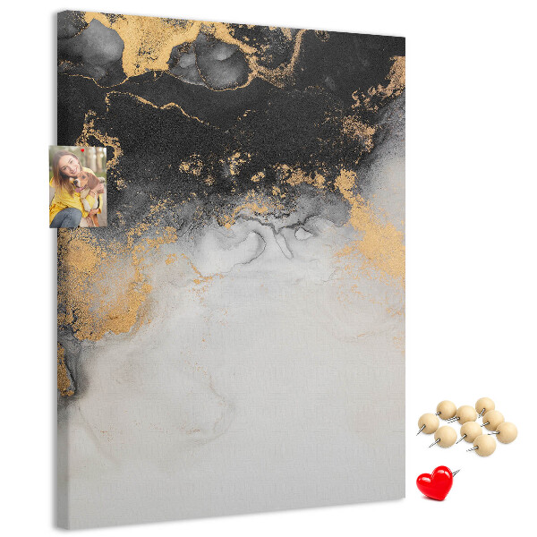 Kurken prikbord abstract patroon met zwart en goud