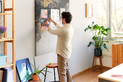Kurken prikbord abstract patroon met zwart en goud