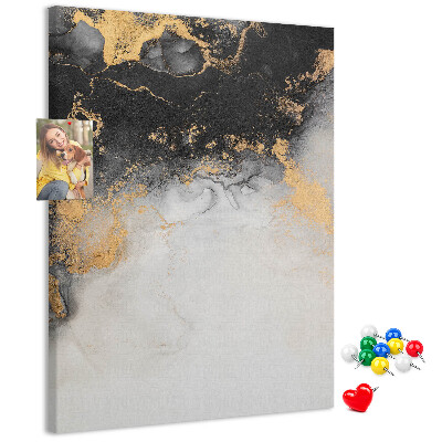 Kurken prikbord abstract patroon met zwart en goud