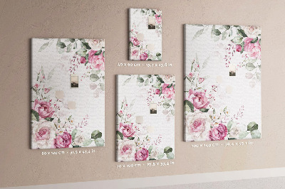 Kurken prikbord met bloemenpatroon in delicate roze tinten