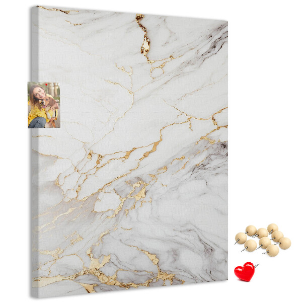 Prikbord van kurk in elegant marmer met gouden aderen