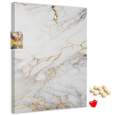 Prikbord van kurk in elegant marmer met gouden aderen