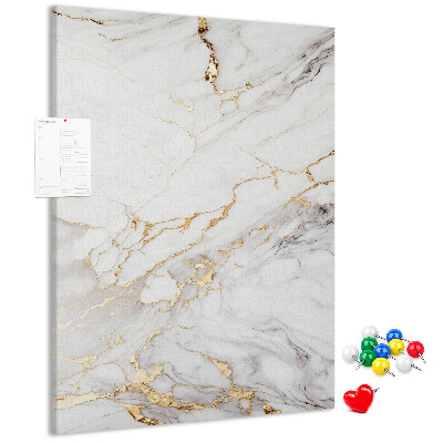 Prikbord van kurk in elegant marmer met gouden aderen
