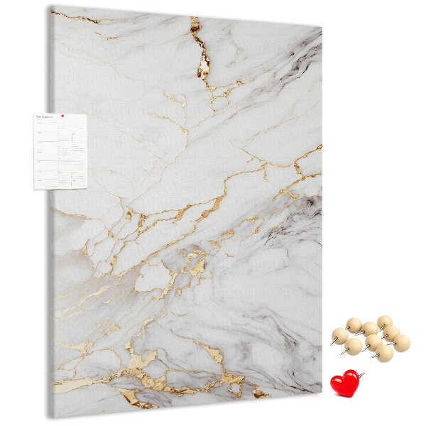 Prikbord van kurk in elegant marmer met gouden aderen