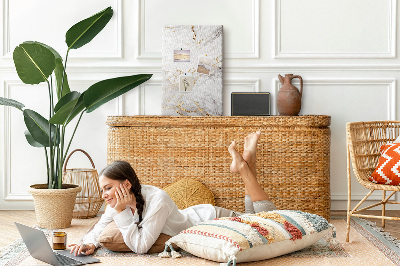 Prikbord van kurk in elegant marmer met gouden aderen