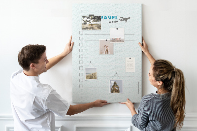Kurken memobord reiswenslijst in pastelkleuren