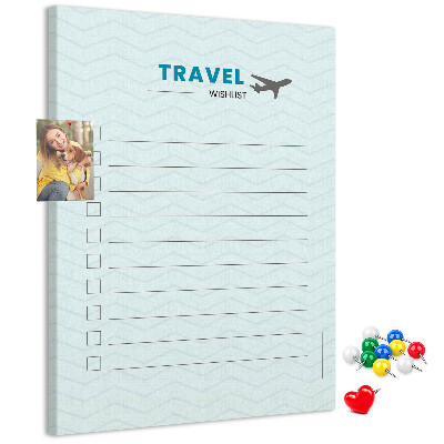 Kurken memobord reiswenslijst in pastelkleuren