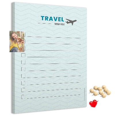 Kurken memobord reiswenslijst in pastelkleuren