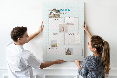 Kurken prikbord visionboard met vier doelcategorieën