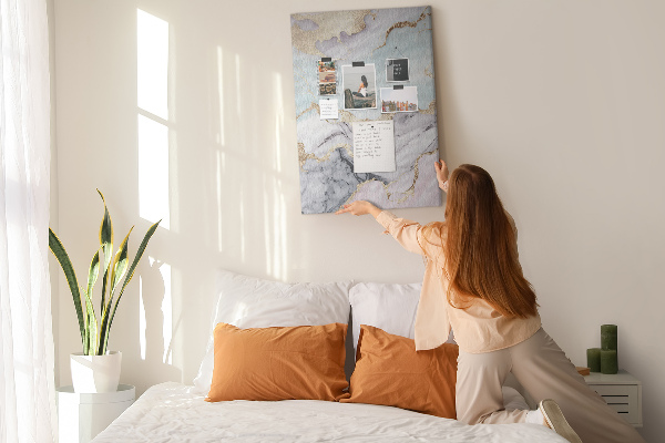 Kurken memobord elegant marmer met gouden accenten