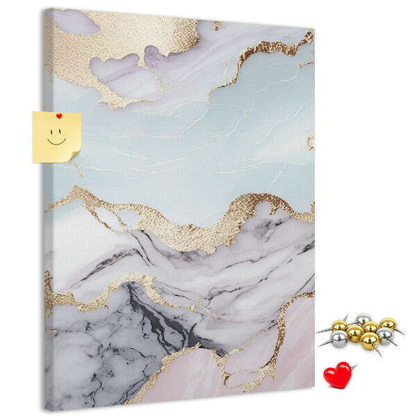 Kurken memobord elegant marmer met gouden accenten
