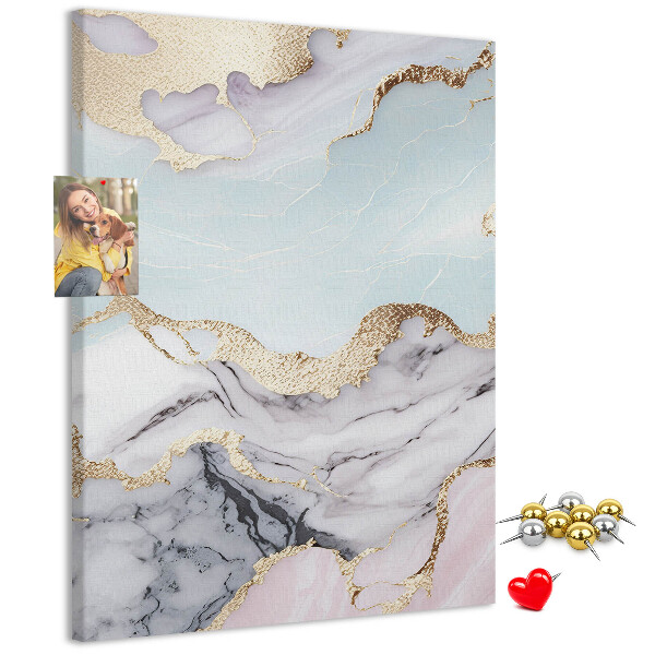 Kurken memobord elegant marmer met gouden accenten