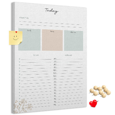 Prikbord van kurk dagplanner met kleurrijke secties
