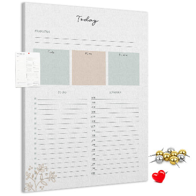 Prikbord van kurk dagplanner met kleurrijke secties