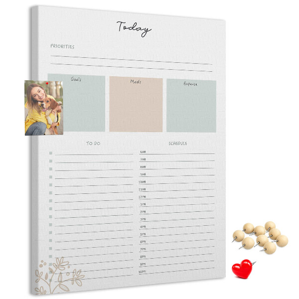 Prikbord van kurk dagplanner met kleurrijke secties