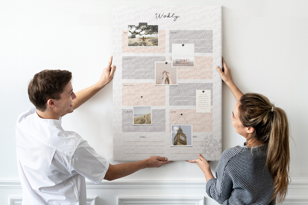 Weekplanner met gekleurde vakken voor bedrukking