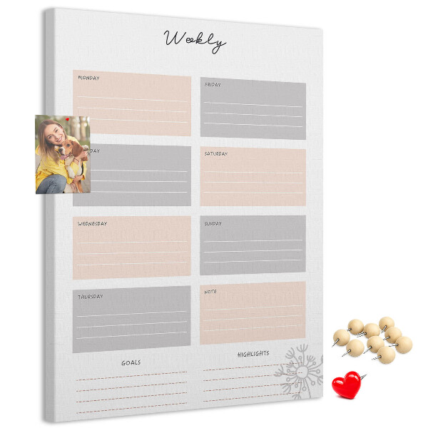 Weekplanner met gekleurde vakken voor bedrukking
